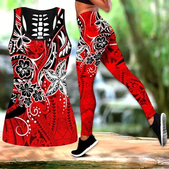 Ženy, Legíny Polynézskej Tribal Tetovanie & Kvety 3D Vytlačené Leginy & Tank top Sexi Elastické Žena Chudá Jóga nohavice