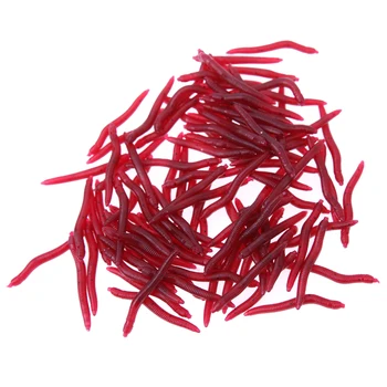 100ks/set 4cm Tmavo Červené Rybárske Lure PVC Iscas Mäkké Larva Dážďoviek Plastové Artficial Návnadu Bionic Červ Podozrivý Zápach FishingPesca