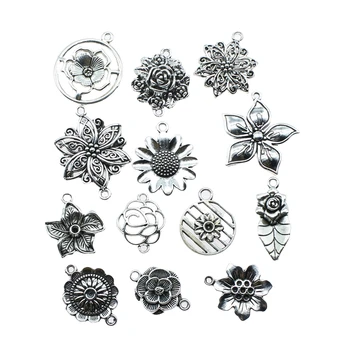 10pcs Charms Kvet Antique Silver Farba Kvetu Prívesok Charms Kvetinové Kúzlo Pre Šperky Robiť