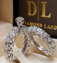 14k Zlatom Double Crown Diamond Ring Európske a Americké Námestie Diamond Princess Zásnubný Prsteň