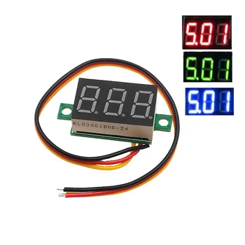 1pcs 0.36 dvoch-drôt DC 2.50 do 30V LCD Digitálny Voltmeter Voltimetro Červená/Modrá/Zelená LED Amp Volt na Meter Rozchod Napätie Meter