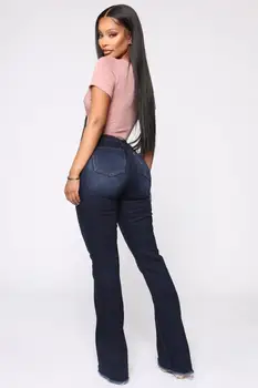 2020 Hot Predaj Žena Denim Obličkového Nohavice Vysoký Pás Slim Úsek Ležérne Džínsy Bootcut Jeans Najvyššej Kvality Veľkoobchodné Ceny