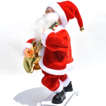 2021 Nové Elektrické Vianočné Skateboard Santa Claus Hudby Bábika Vianočné Ozdoby na detské Hračky Strana Deti Darčeky