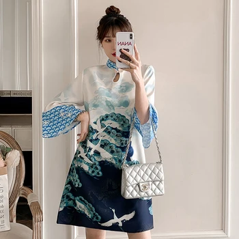 2021 White Plus Veľkosť 3XL 4XL Strany Bežné Qipao Tradičné Čínske Oblečenie Vintage Modern Lepšiu Cheongsam Šaty pre Ženy