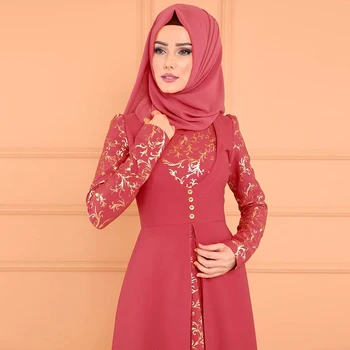 2022 Módne Abayas pre Ženy Lete Nové Dlhý Rukáv Zlaté Pruhy Vytlačiť Elegantné Šaty Dubaj Abaya Turecko Islam Moslimské Oblečenie