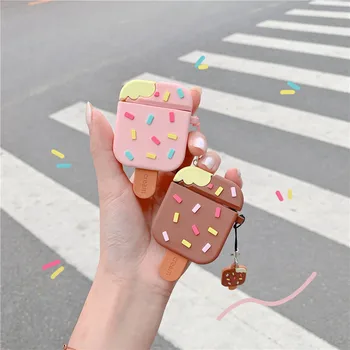 3D Ice Cream Občerstvenie Biscuit Candy Prípade Airpods 1 2 Pro Mäkké Silikónové Krytie Bluetooth Slúchadlo Plnenie Box Ochranný plášť