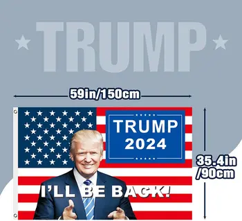 3X5ft Trump Vlajky 2024 Trump Príznak pre 2024 Prezidenta, budem Späť Donald Vlajka s Mosadznými osadené priechodkami Prezident Donald Trump Vlajka