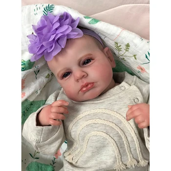 48 cm Novorodenca Ručné Baby Doll Realisticky Reborn Loulou Hore Mäkké Plyšová Bábika s 3D Lakovanej Kože Viditeľné Žily
