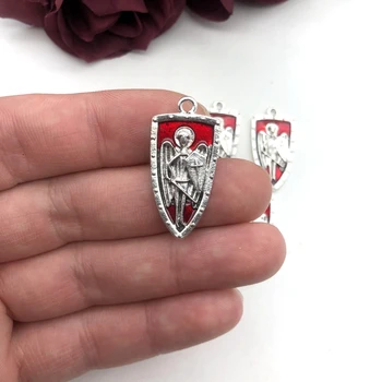 5 Ks 32x16mm Punk Gotický Červený Olej Drip Rytier Cross Shield Príslušenstvo Svätého Štít Náhrdelníky Náušnice DIY Ručne vyrábané Šperky