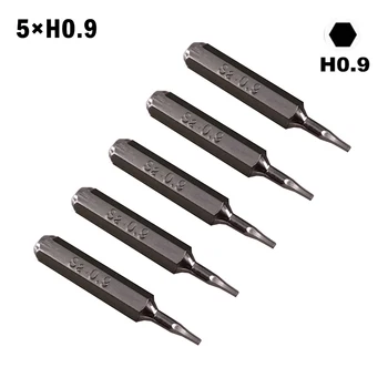 5 ks Hex Ramienka Skrutkovač Bit H4×28mm Malé H0.7 H0.9 H1.5 H2 H3 H4 Skrutkovač Hlavu 4 mm Pre Ručné Repair Tool
