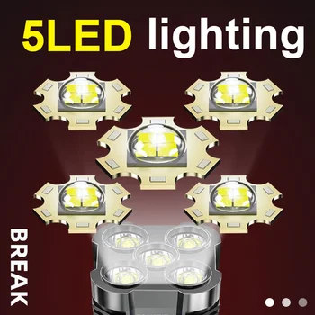 5 Ultra Jasné LED Svietidlo Nabíjateľné Vonkajší Multi-function Vodotesný Led Long-range Pozornosti indikátor Batérie KLASU Svetlo