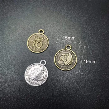 50PCS Antickej Bronzovej Farbe Zliatiny Mince Prívesok Charms Šperky Čo Remesiel Pozastavenie Kľúčových Reťazca