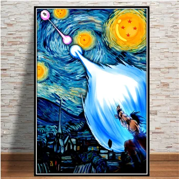 Abstrakt Anime Goku Plagáty Van Gogh je Hviezdna Noc Plátno na Maľovanie a Vytlačí Umenie PictureTeen Spálňa Domáce Dekorácie