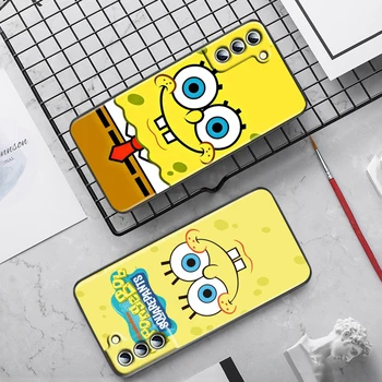 Anime Karikatúry SpongeBob Roztomilý Telefón puzdro Pre Samsung Galaxy S22 S23 S21 S20 FE Ultra Pro Lite S10 S10E S9 Plus 5G Black Funda