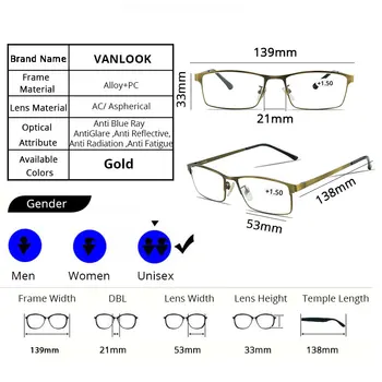 Anti Blue Ray pánske Okuliare na Čítanie Presbyopia pre Mužov, Ženy Diopter Sklo +1 +2 +3 +4 +1.5 +2.5 +3.5 Pohľad Okuliare Okulary