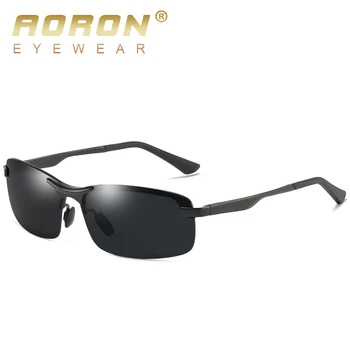 Aoron Semi-bez obrúčok Mens Polarizované slnečné Okuliare Ovládač slnečné Okuliare Mužov, Hliníka, Horčíka Rámom Slnečné Okuliare UV Ochrany