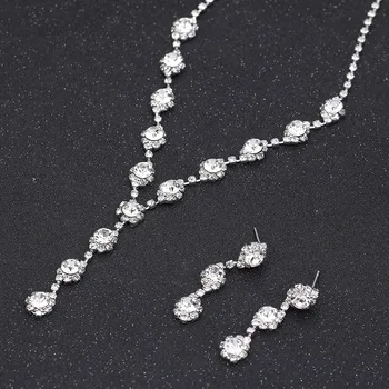BLIJERY Elegantné Geometrické Svadobné Šperky Sady Drahokamu Crystal Dlhé Náhrdelníky Náušnice, Náramok Svadobné Šperky Sady pre Ženy
