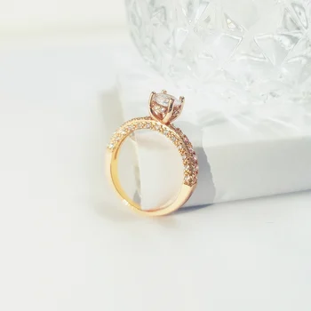 CC Rose Gold Plated Prstene Pre Ženy Cubic Zirconia Svadobné Šperky, Zásnubné Promise Ring Bijoux Drop Shipping CC2101