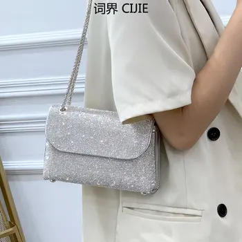 CIJIE Nové Rozšírené Reťaz Svetla Luxury Diamond Ramenný Messenger Bag v Podpazuší Taška Mobilný Telefón Taška