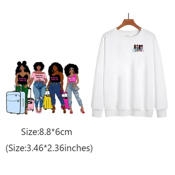 Cool Sistas Škvrny Na Oblečení Afro Dievčatá DIY Tepelnej Nálepky Na ClothesFashion Dámy Prenos Tepla Škvrny Žehlička Na Prenos