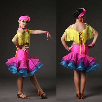 Deti Strapce latinskej Salsa Sála Fáze nosenie Tanečnej Súťaže, Šaty, Kostýmy pre Dievčatá Tanečník Nosenie Tanečné Oblečenie