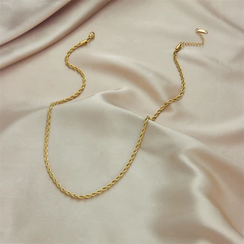 DIEYURO 316L Nerezovej Ocele, Zlatá Farba Vody Vlna Reťazca Klasické Vintage Jednoduchý Náhrdelník pre Ženy Party Dekorácie, Šperky