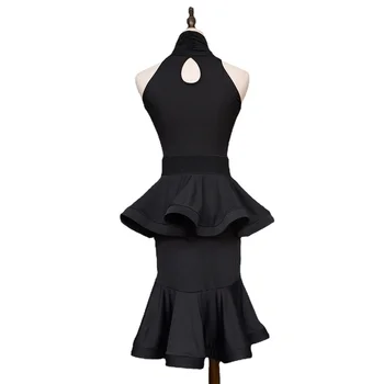 Dvojité Vrstvy Fishbone Šaty pre Ženy Strany latinskej Tanečné Šaty Žien Black Tanečné Šaty