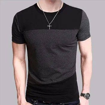 E1161-Letné nové pánske T-shirts farbou slim trend bežné krátke rukávy móda