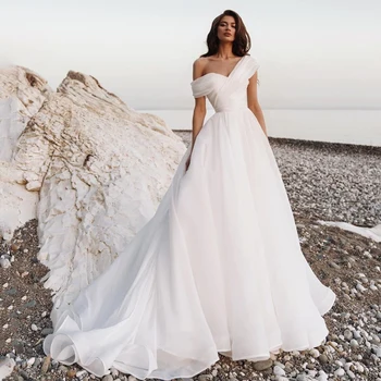 Eightre 2022 Princezná Svadobné Šaty, Sexy Ramena Nevesta Šaty Bobo Pláž-Line Svadobné Biele Večerné Šaty Plus Veľkosť