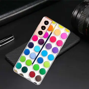 Farebné vodové farby Nastaviť Farby Palety Telefón puzdro Pre Samsung S21 FE S20 Plus Galaxy S22 Ultra S10 Lite 2020 S9 S8 S7 S6 Okraji Co