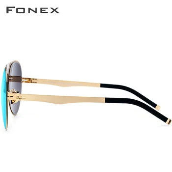 FONEX Letectva Polarizované slnečné Okuliare Mužov 2019 Vysokej Kvality Značky Dizajnér Veľké Nadrozmerná Screwless Okuliare Slnečné Okuliare pre Mužov 856