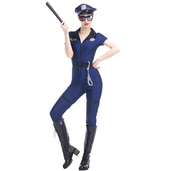 Halloween Purim Dospelých Sexy Party Kostýmy Žena Dôstojník Polície Kostým Jednotné Jumpsuit pre Ženy