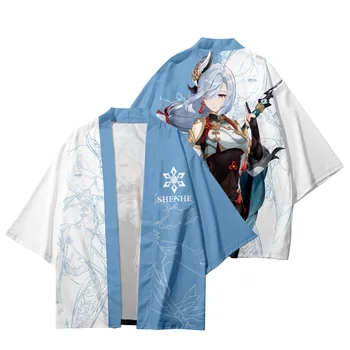 Hra Genshin Vplyv Shenhe Cosplay Kimono Shenhe Kostým 3D Tlač Haori Plášť Strany Topy Streetwear Tričko