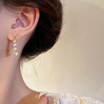 Jemnými Zirkónmi Náušnice Pre Ženy Kórejský Štýl Jednoduchý Klasický Nové Earings Bijoux
