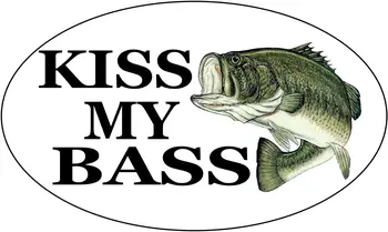 Kiss My Bass Ryby Nálepky Odtlačkový Rybárske Samolepku Ryby Auto Odtlačkový Auto Truck Loď RV Reálnom Živote Rod Riešiť Box,12 cm *7 cm