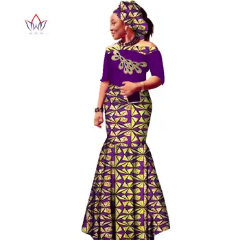 Letné Afrike Ženy Dressees Off-Ramenný Pachwork Výšivky Africkej Tlače Vosk Šaty Plus Veľkosť Sexy Šaty pre Ženy WY1862