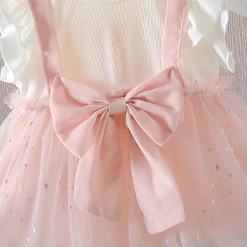 Letné novorodenca dievča oblečenie, vonkajšie nosenie luk sequin oka šaty pre dieťa detské oblečenie 1. narodeniny princezná šaty šaty