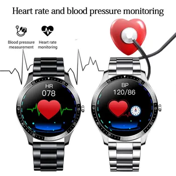 LIGE Luxusné Oceľový pás Smart hodinky Mužov smartwatch nepremokavé Plný dotykový displej Športové Smart hodinky srdcovej frekvencie Fitness tracker