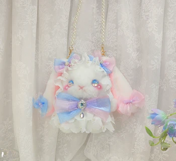 Lolita králik balík sklon ruky tašku pre bábiky roztomilý Lolita súčasnosti bowknot pearl