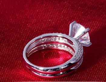 Luxusné Svadobné Nastaviť 2Ct Diamantový Prsteň Pevné Platinum 950 Krúžky pre Ňu Pekný Kvalitné Šperky