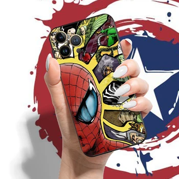 Marvel Comics Jed, Spiderman Pre iPhone 13 12 11 Pro Max Mini X XR XS Max 5 5 6 6 7 8 Plus Telefón Prípad Čiernej Funda