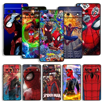 Marvel Spider-Man Pomstiteľ Peter Shockproof Kryt Telefónu pre službu Google Pixel 7 6a 6 5a 5 4 4A XL 5G Black Prípade Mäkké Fundas Coque