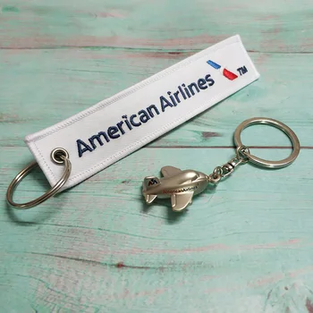 MiFaViPa 2 PC Výšivky American Airlines Keychain+Kovových Kľúčov pre Ženy Porte Clef Módny prívesok na Keychain Sleutelhanger