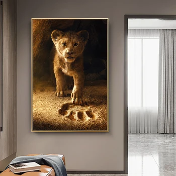 Moderné Roztomilý Zvierat Wall Art Plagáty, Tlač Na Plátno, Maľovanie Little Lion King Obrázok Domov Decoracion Pre Dieťa Izba Cuadros