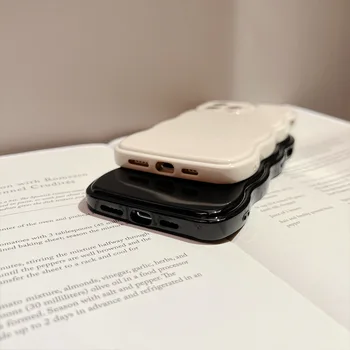 Mäkké Farbou Zvlnené Zvlnené Telefón puzdro Pre iPhone 14 13 12 11 Pro Max 14 Plus Obyčajný Silikónové Shockproof Nárazník Zadný Kryt
