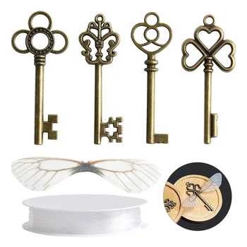 Móda Lietania Kľúče, Prívesky s rozloženie izieb 28x Dragonfly Krídla Nádherné Skeleton Keys pre DIY Plavidlá, Šperky, Takže Náhrdelník Dekor