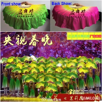 Nová Čínska Tradičná reálne Hodváb Fanúšikov Závoje s 2 stranách Gradient farba Fáze Show Rekvizity Fanúšikov s flitrami na 1pair=2ks
