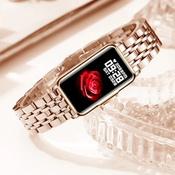 Nové ružové Zlato Smart Hodinky Muži Ženy Smartwatch Srdcovej frekvencie, Krvného Tlaku Hodinky Vodotesné Šport Pre Android IOS Smart-hodinky