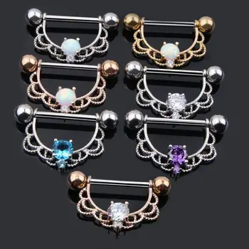 Nový Produkt Pár Opal Kameň Bradavky Činku Piercing Krúžok Zirkón Bradavky Štít Šperky Bar Piercing Šperkov