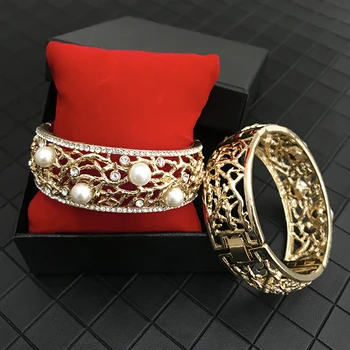 Nový Ročník Duté Kvetinový Náramok Indickej Putá Náramok Marocký Tradičné Svadobné Šperky, Krásne Svadobné Zlatý Náramok